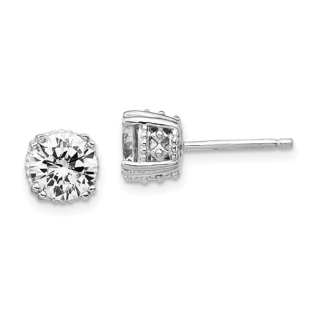 Sterlingsilber Cheryl M Rhodiniert Rund Brillant-cut 6.5mm Zirkonia Stecker Ohrstecker