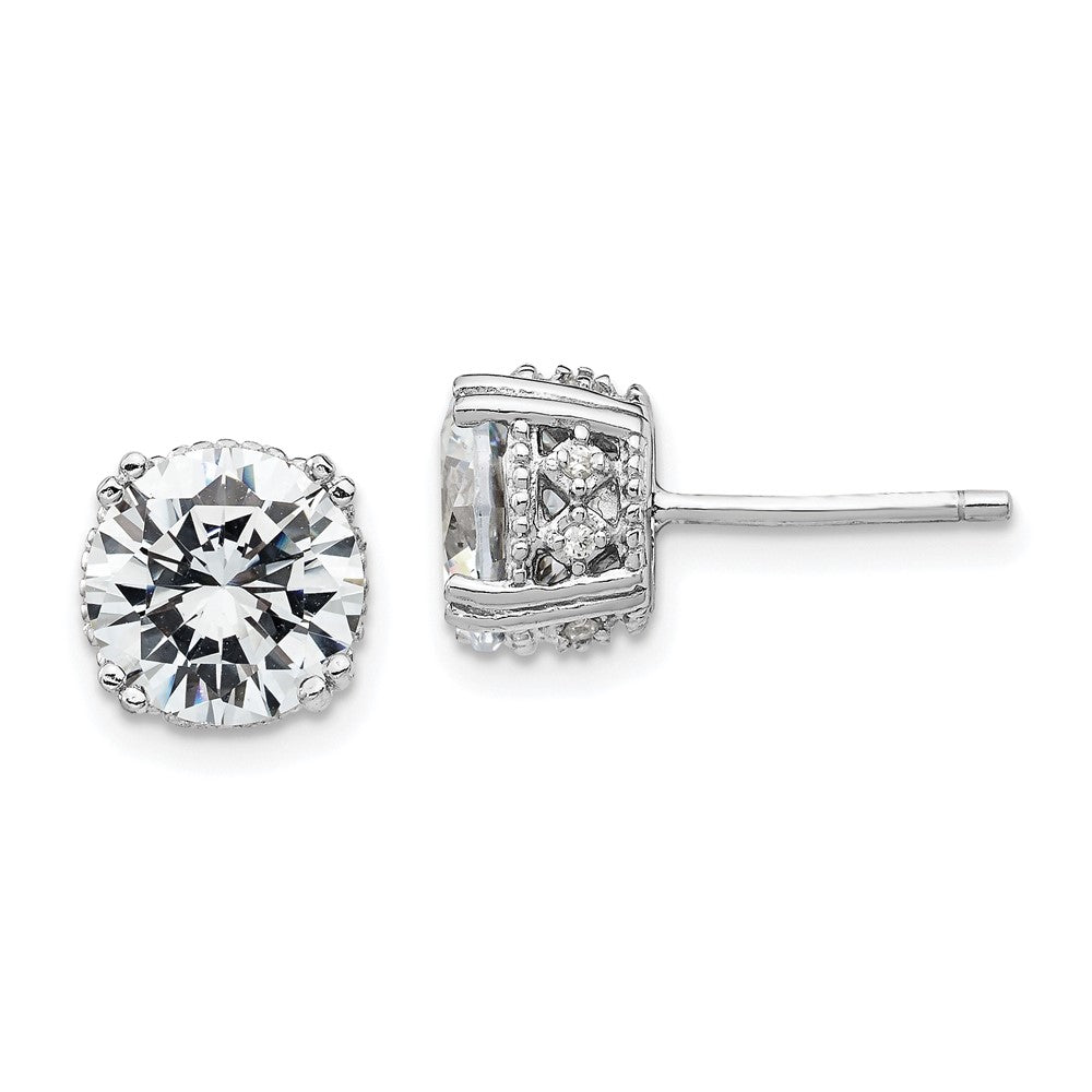 Sterlingsilber Cheryl M Rhodiniert Brillant-cut 8mm Zirkonia Ohrstecker