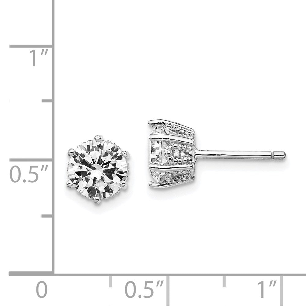 Sterlingsilber Cheryl M Rhodiniert Brillant-cut 6.5mm Zirkonia Stecker Ohrstecker