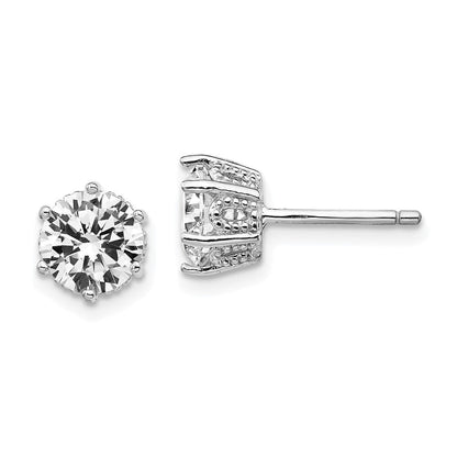 Sterlingsilber Cheryl M Rhodiniert Brillant-cut 6.5mm Zirkonia Stecker Ohrstecker