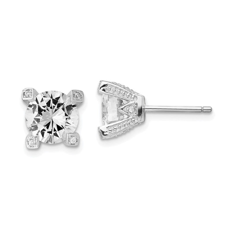 Sterlingsilber Cheryl M Rhodiniert Brillant-cut Zirkonia 8mm Ohrstecker
