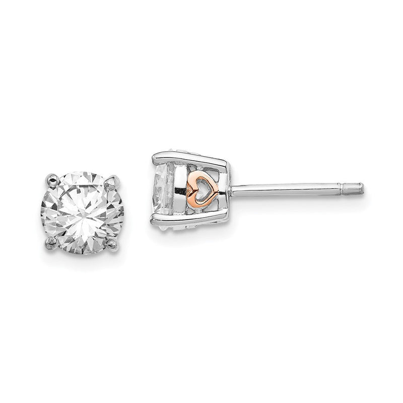 Sterlingsilber Cheryl M Rhodiniert und Rose Vergoldet Akzente Herz Brillant-cut Zirkonia Ohrstecker