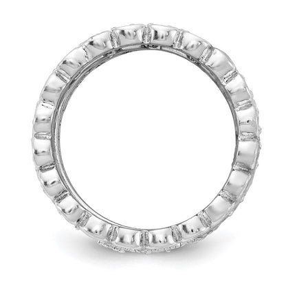 Sterlingsilber Cheryl M Rhodiniert Brillant-cut Zirkonia 5 Stück Memoire Ring Set