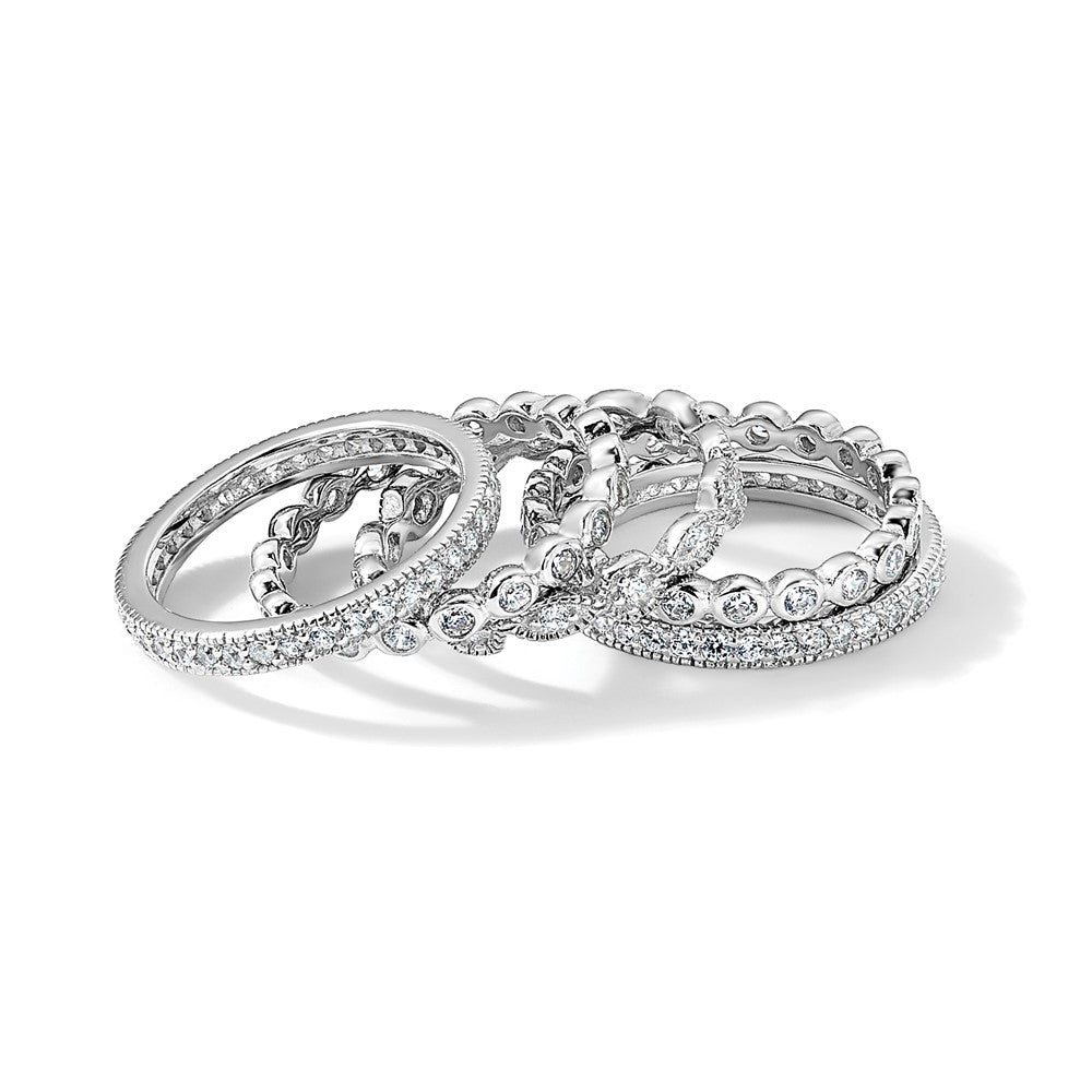 Sterlingsilber Cheryl M Rhodiniert Brillant-cut Zirkonia 5 Stück Memoire Ring Set