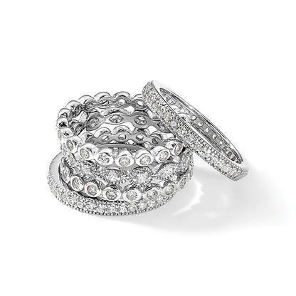 Sterlingsilber Cheryl M Rhodiniert Brillant-cut Zirkonia 5 Stück Memoire Ring Set