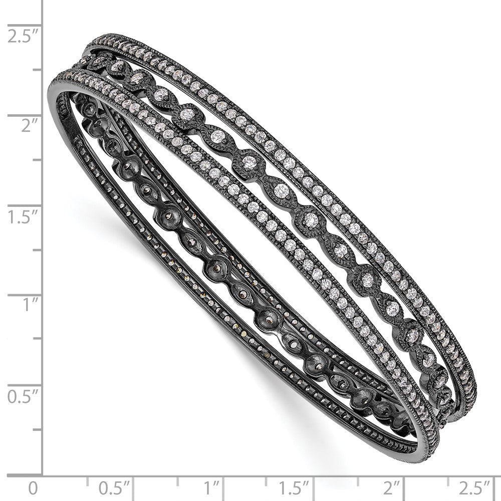 Sterlingsilber Cheryl M Schwarz-beschichtet Zirkonia Drei Armreif Set