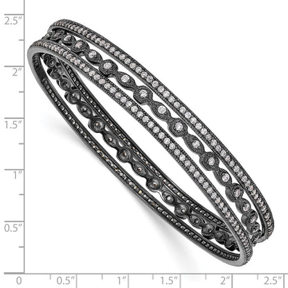 Sterlingsilber Cheryl M Schwarz-beschichtet Zirkonia Drei Armreif Set