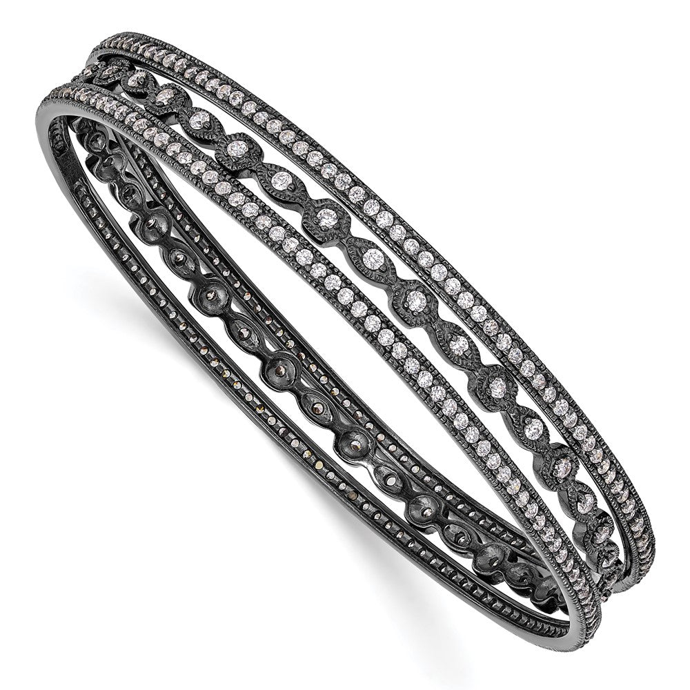 Sterlingsilber Cheryl M Schwarz-beschichtet Zirkonia Drei Armreif Set