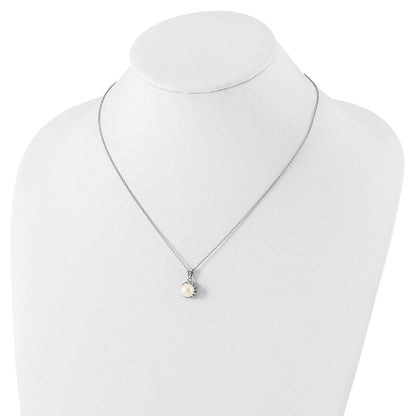 Sterlingsilber Cheryl M Rhodiniert Süßwasser Zuchtperle und Brillant-cut Zirkonia 18 Zoll Halskette