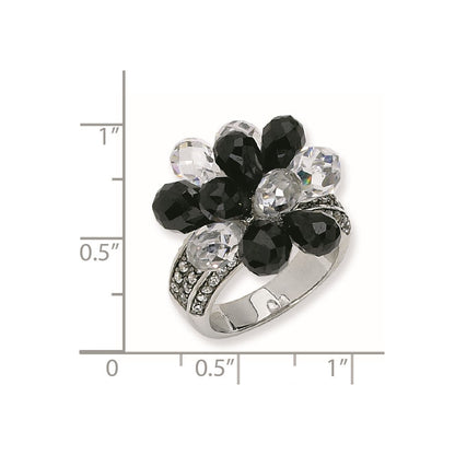 Sterlingsilber Briolette-cut Schwarz/white Zirkonia Ring