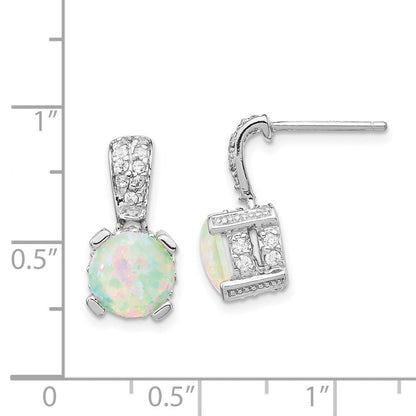 Sterlingsilber Cheryl M Rhodiniert 8mm Cabochon Im Labor Erzeugt Opal und Brillant-cut Zirkonia Stecker Ohrhänger