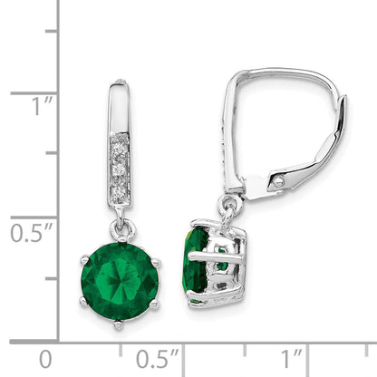 Sterlingsilber Cheryl M Rhodiniert Brillant-cut Grün Glas und Weiß Zirkonia Brisur Ohrhänger