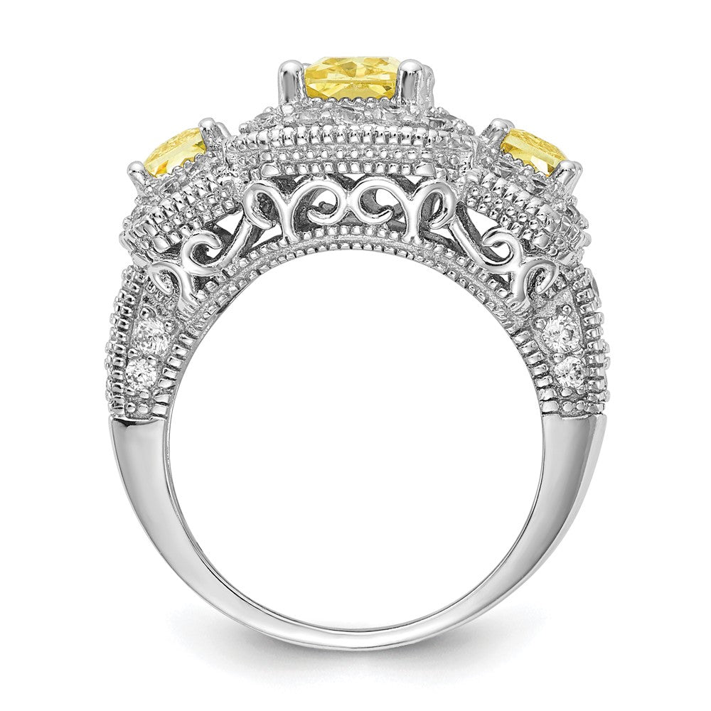 Sterlingsilber Cheryl M Rhodiniert Gelb Radiant-cut und Weiß Brillant-cut Zirkonia 3 Stein Ring