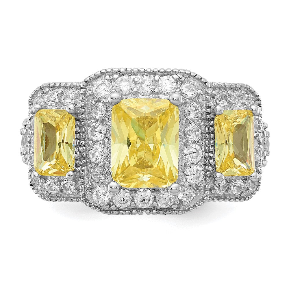 Sterlingsilber Cheryl M Rhodiniert Gelb Radiant-cut und Weiß Brillant-cut Zirkonia 3 Stein Ring