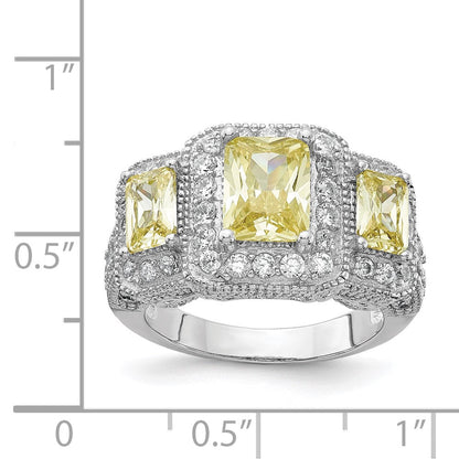Sterlingsilber Cheryl M Rhodiniert Gelb Radiant-cut und Weiß Brillant-cut Zirkonia 3 Stein Ring