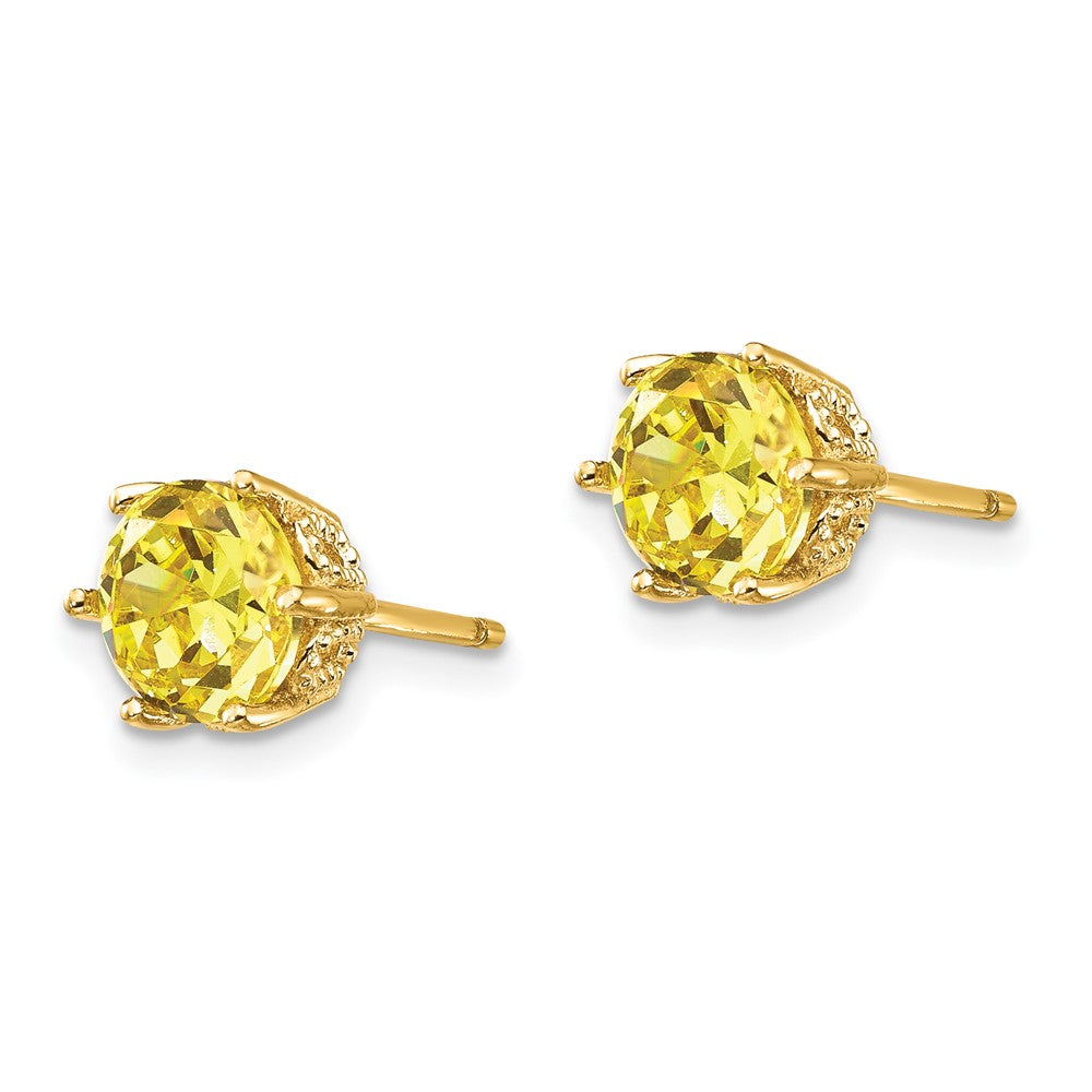 Sterlingsilber Cheryl M Vergoldet Gelb Brillant-cut 6.5mm Zirkonia Ohrstecker
