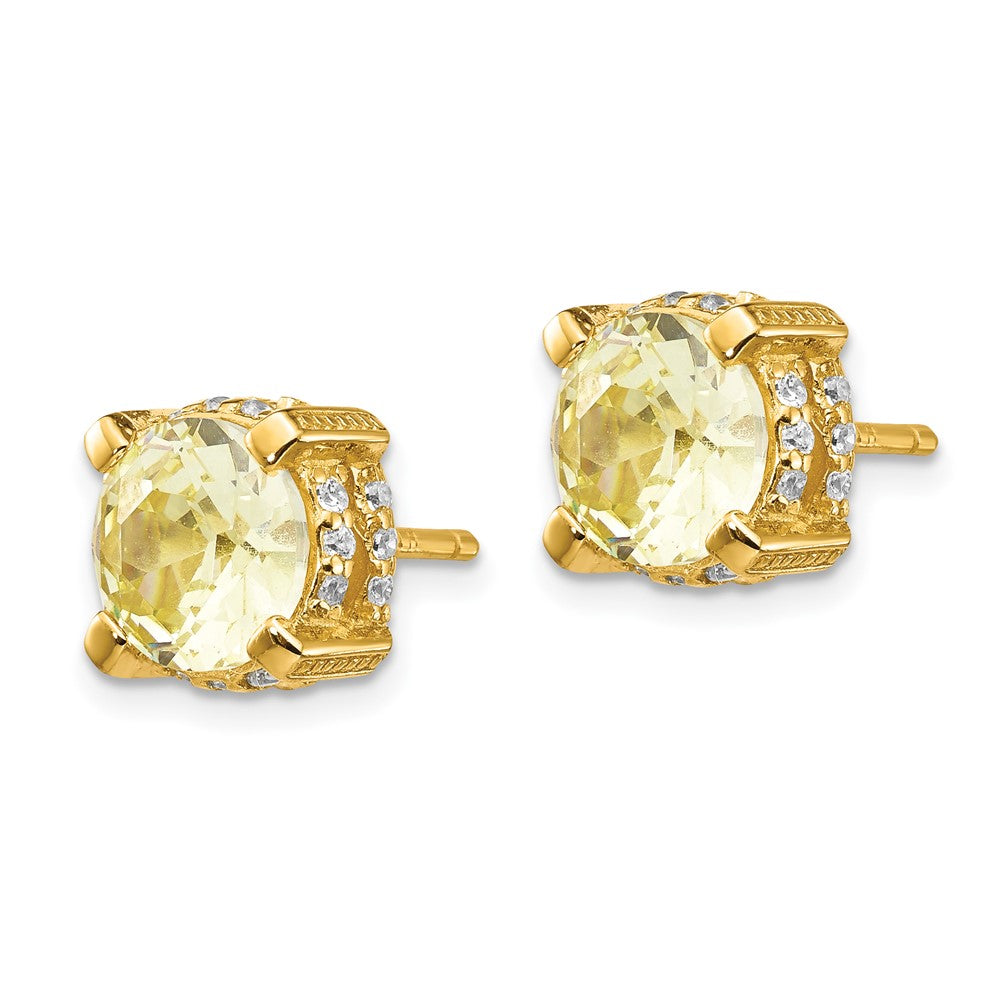 Ss/vergoldet Cheryl M Sterlingsilber Vergoldet Brillant-cut Gelb und Weiß Zirkonia Ohrstecker