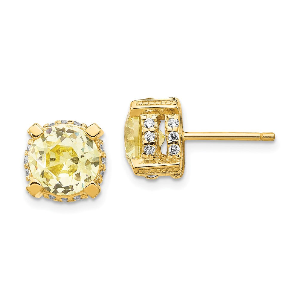 Ss/vergoldet Cheryl M Sterlingsilber Vergoldet Brillant-cut Gelb und Weiß Zirkonia Ohrstecker