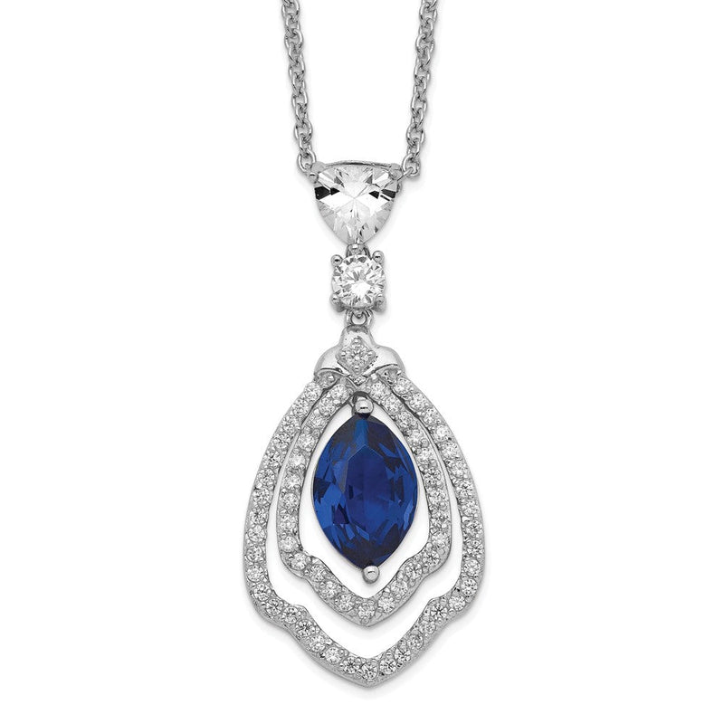 Sterlingsilber Cheryl M Rhodiniert Fantasie Brillant-cut Im Labor Erzeugt Dunkel Blau Spinell und Weiß Zirkonia 18 Zoll Halskette