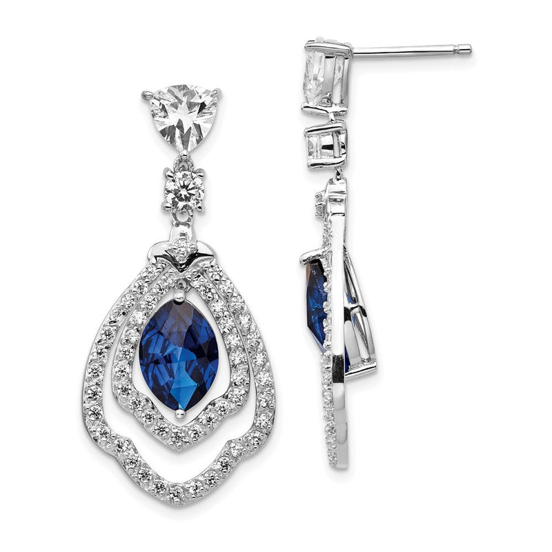Sterlingsilber Cheryl M Rhodiniert Fantasie Brillant-cut Im Labor Erzeugt Dunkel Blau Spinell und Weiß Zirkonia Stecker Ohrhänger