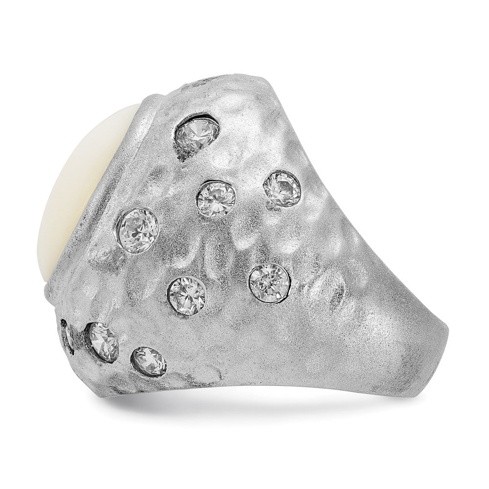 Sterlingsilber Cheryl M Satiniert Synthetisch Weiß Achat & Zirkonia Ring