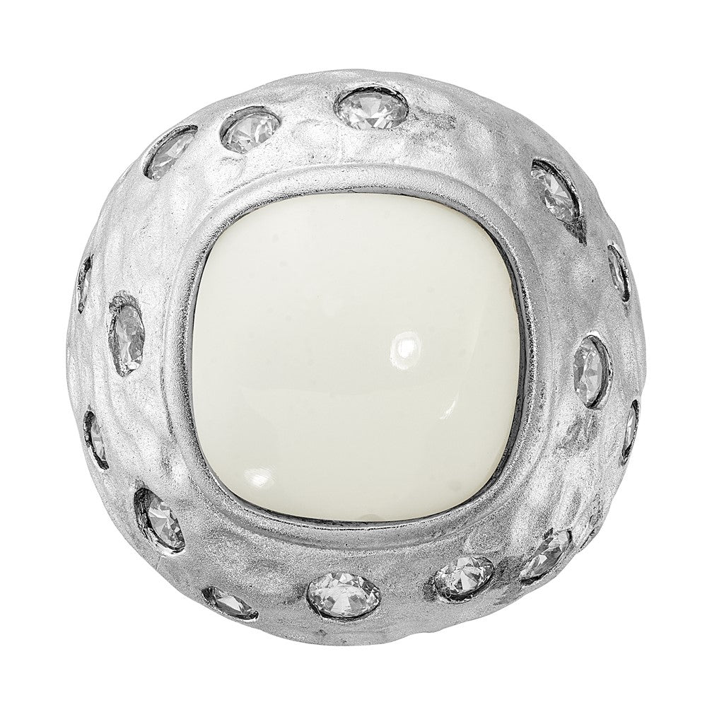 Sterlingsilber Cheryl M Satiniert Synthetisch Weiß Achat & Zirkonia Ring