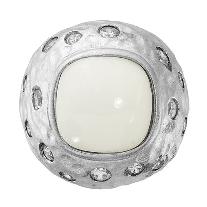 Sterlingsilber Cheryl M Satiniert Synthetisch Weiß Achat & Zirkonia Ring