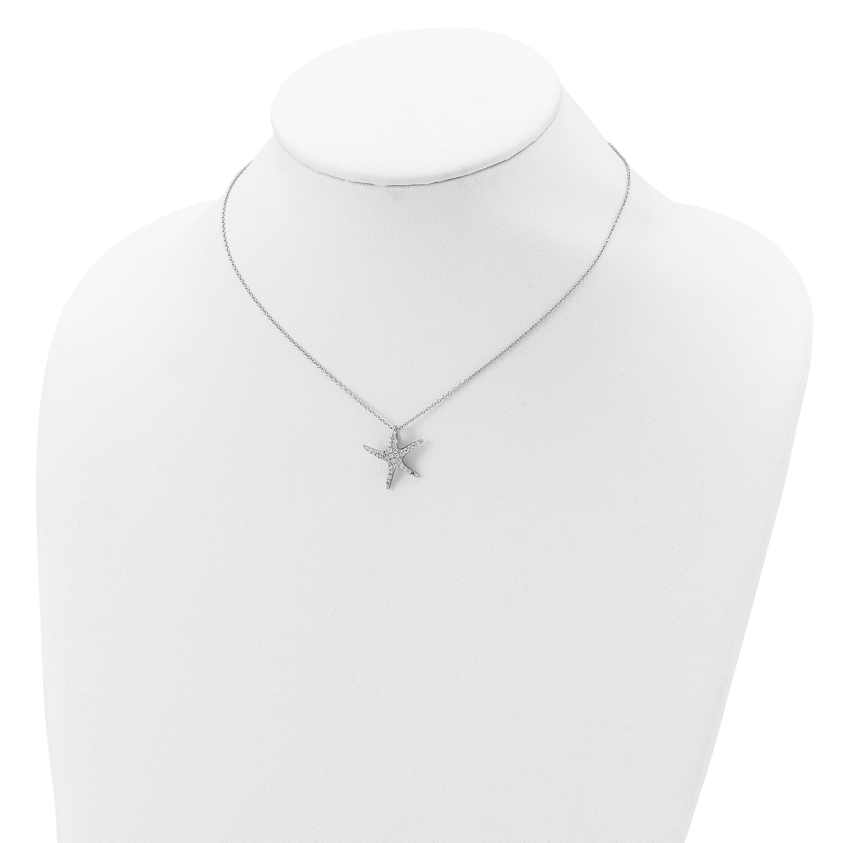 Sterlingsilber Cheryl M Rhodiniert Brillant-cut Zirkonia Seestern 18 Zoll Halskette