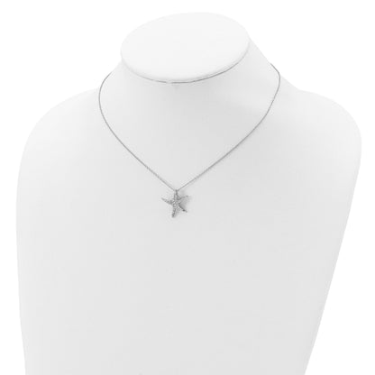 Sterlingsilber Cheryl M Rhodiniert Brillant-cut Zirkonia Seestern 18 Zoll Halskette