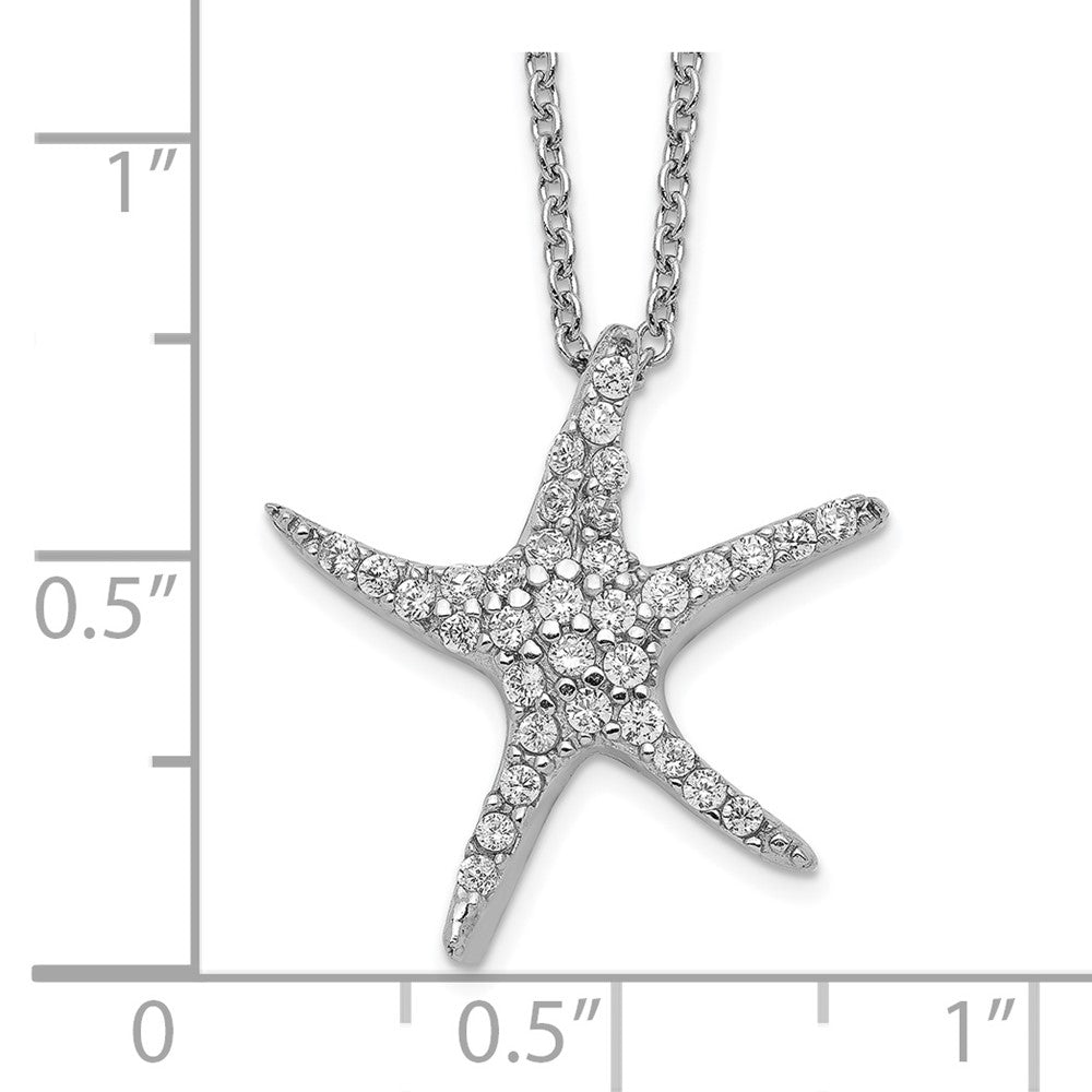 Sterlingsilber Cheryl M Rhodiniert Brillant-cut Zirkonia Seestern 18 Zoll Halskette