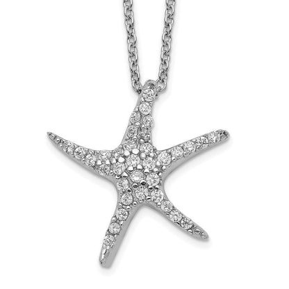 Sterlingsilber Cheryl M Rhodiniert Brillant-cut Zirkonia Seestern 18 Zoll Halskette