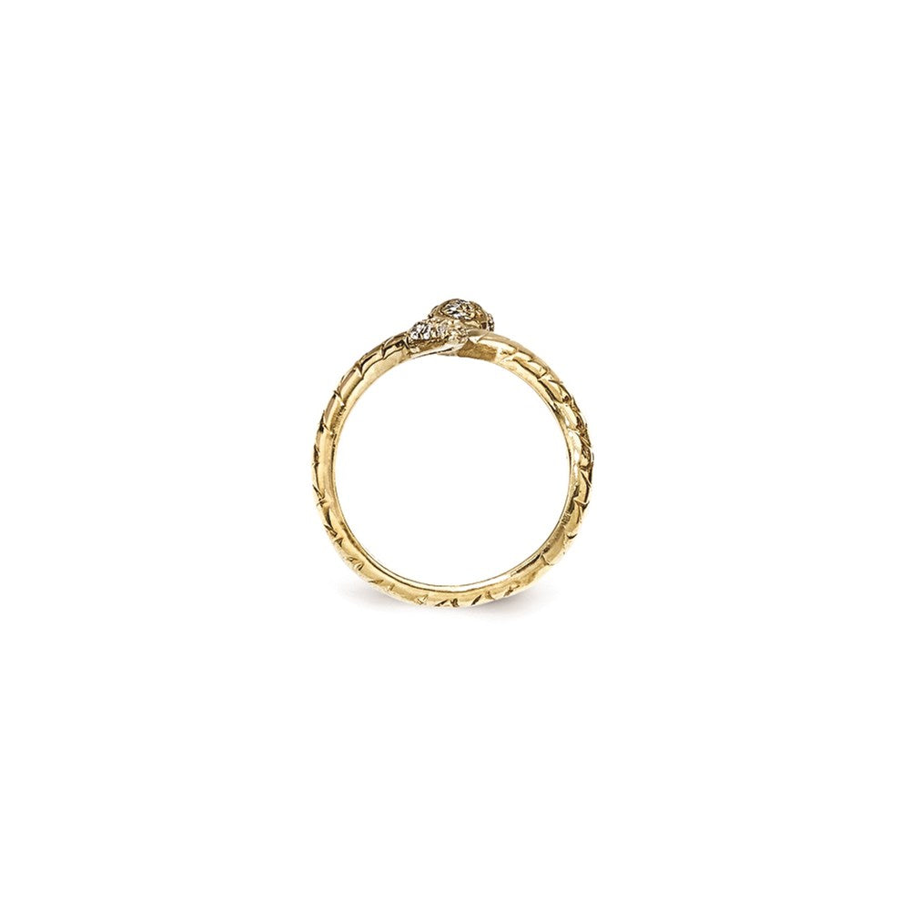 Sterlingsilber Cheryl M Vergoldet Brillant-cut Schwarz und Weiß Zirkonia Schlange Ring