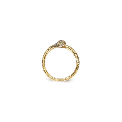 Sterlingsilber Cheryl M Vergoldet Brillant-cut Schwarz und Weiß Zirkonia Schlange Ring