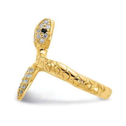 Sterlingsilber Cheryl M Vergoldet Brillant-cut Schwarz und Weiß Zirkonia Schlange Ring