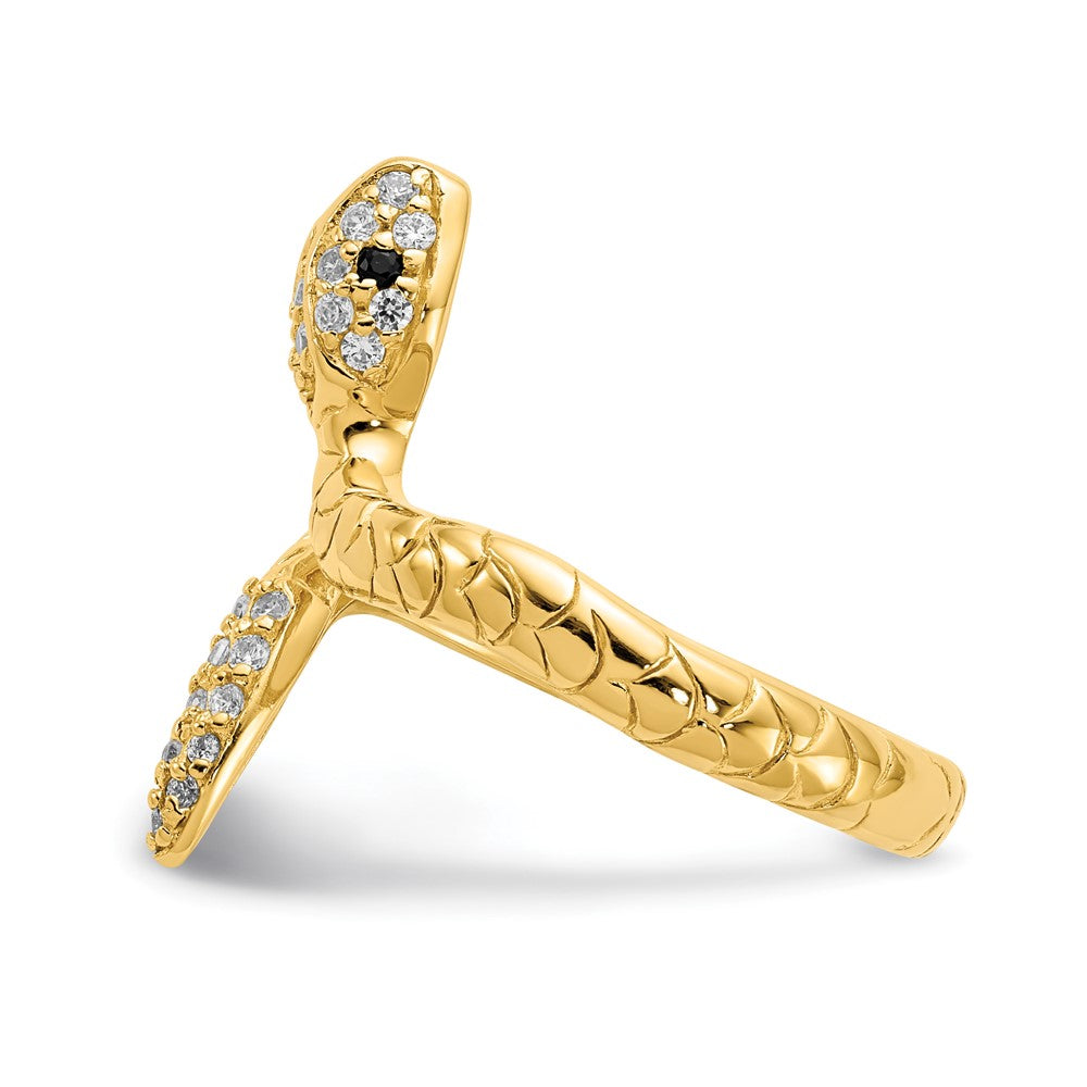 Sterlingsilber Cheryl M Vergoldet Brillant-cut Schwarz und Weiß Zirkonia Schlange Ring