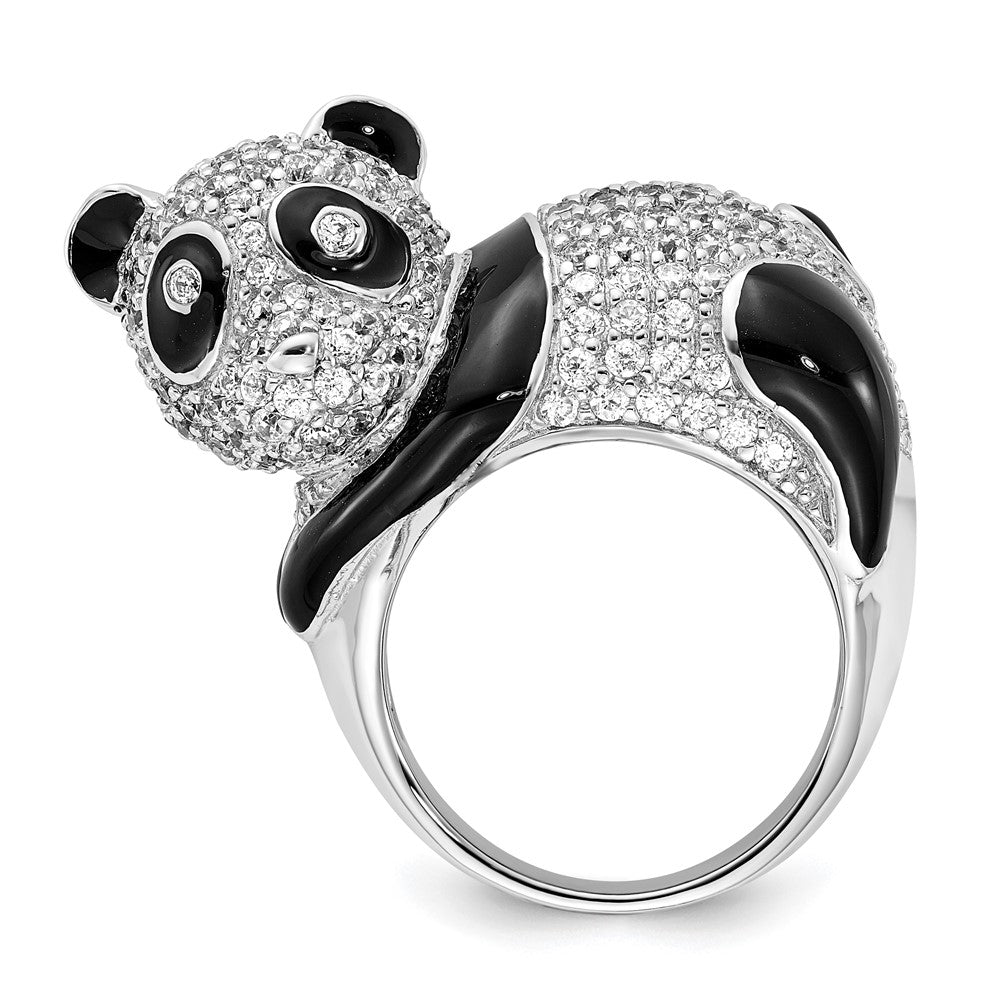 Sterlingsilber Cheryl M Poliert & Emailliert Zirkonia Panda Ring