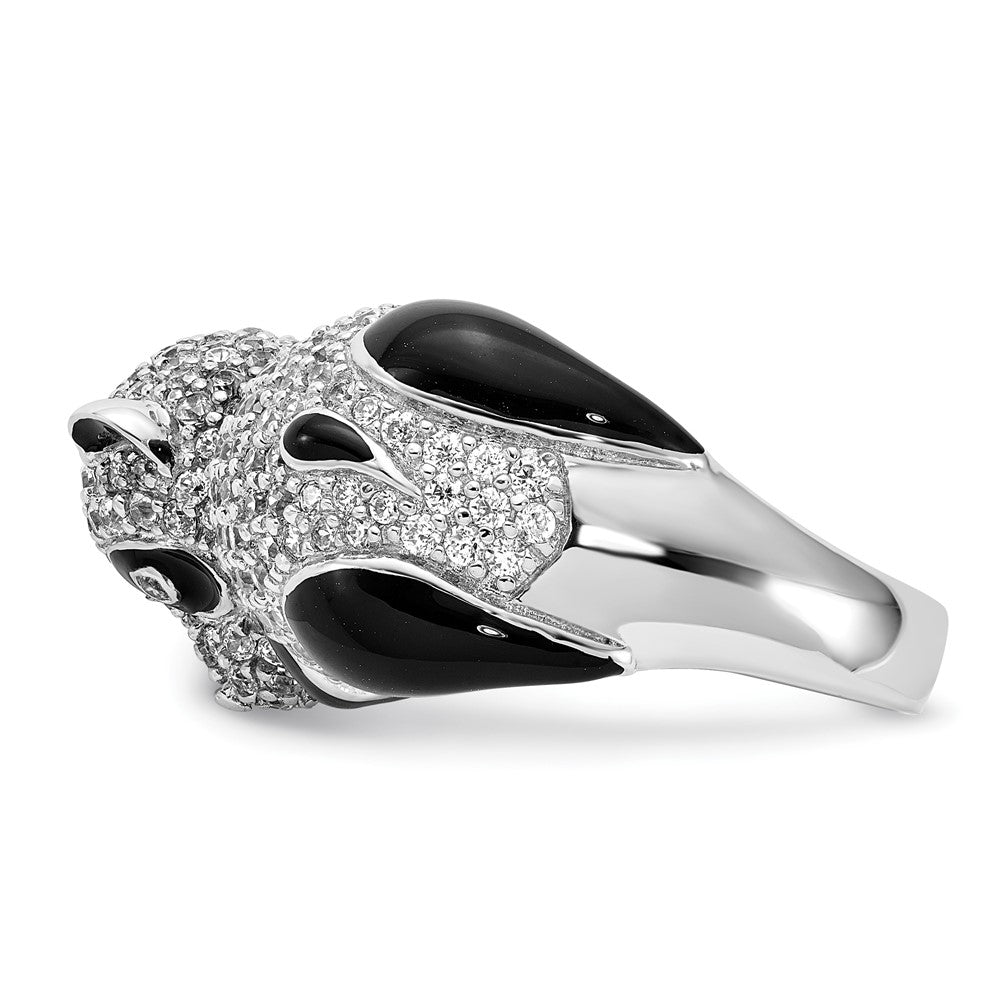 Sterlingsilber Cheryl M Poliert & Emailliert Zirkonia Panda Ring