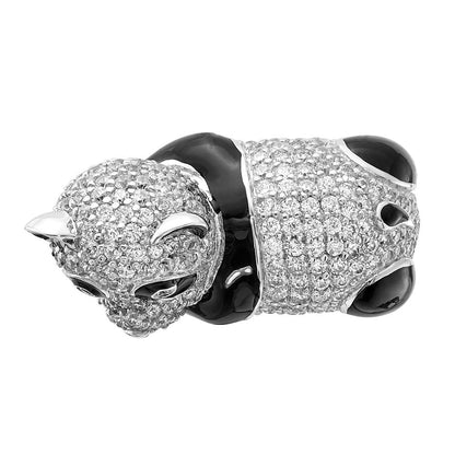 Sterlingsilber Cheryl M Poliert & Emailliert Zirkonia Panda Ring