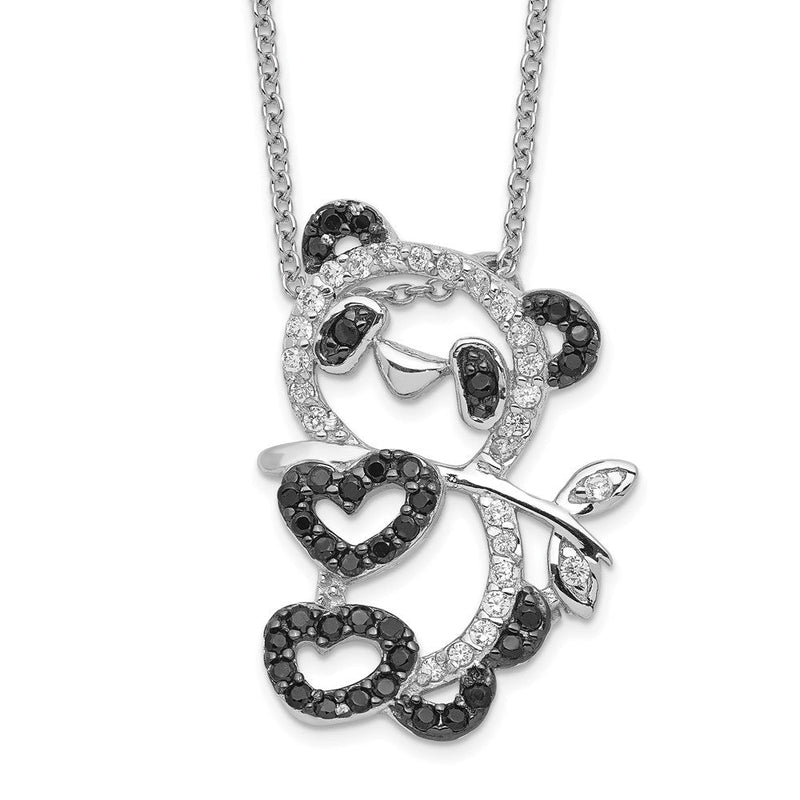 Sterlingsilber Cheryl M Rhodiniert mit Schwarz Rhodium Akzente Brillant-cut und Weiß Zirkonia Panda 18 Zoll Halskette
