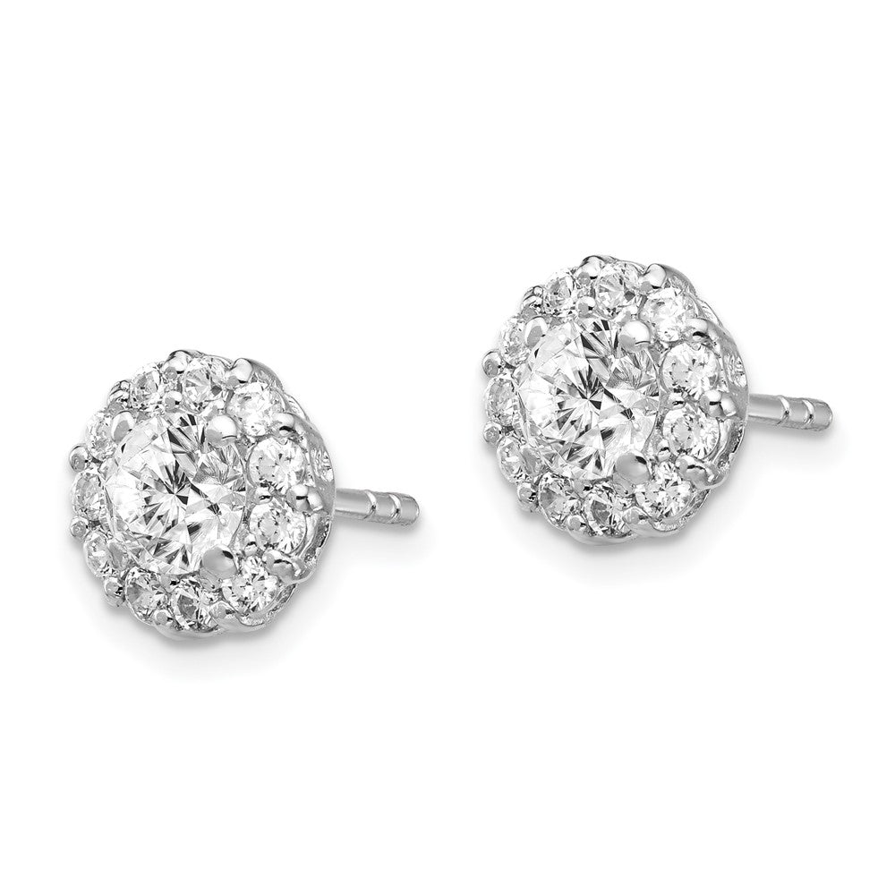Sterlingsilber Cheryl M Rhodiniert Rund Brillant-cut Zirkonia Heiligenschein Ohrstecker