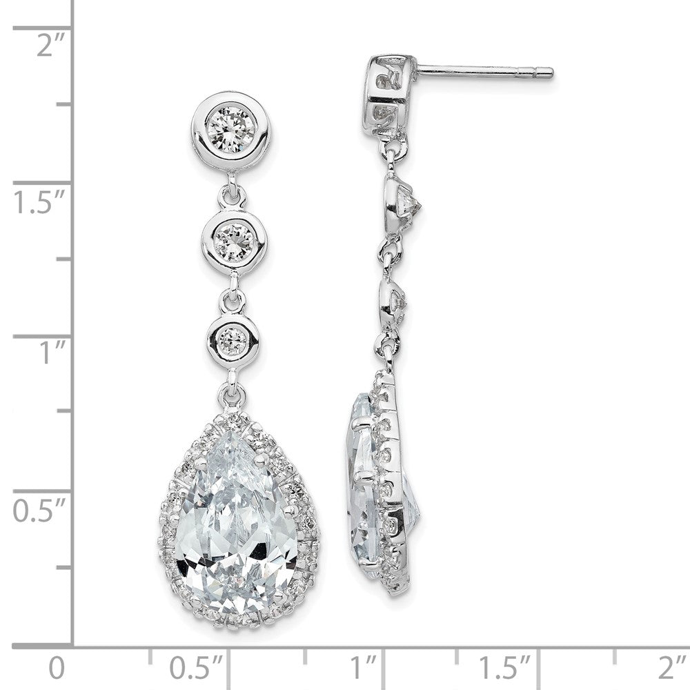 Sterlingsilber Cheryl M Rhodiniert Brillant-cut Zirkonia Zargenfassung & Tropfen Heiligenschein Stecker Ohrhänger