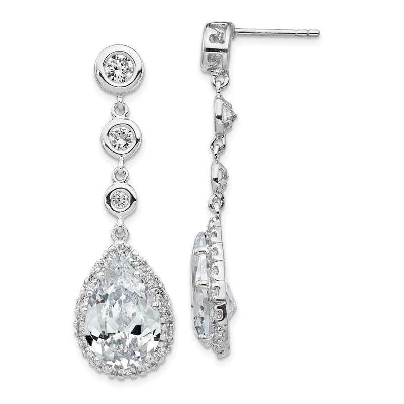 Sterlingsilber Cheryl M Rhodiniert Brillant-cut Zirkonia Zargenfassung & Tropfen Heiligenschein Stecker Ohrhänger