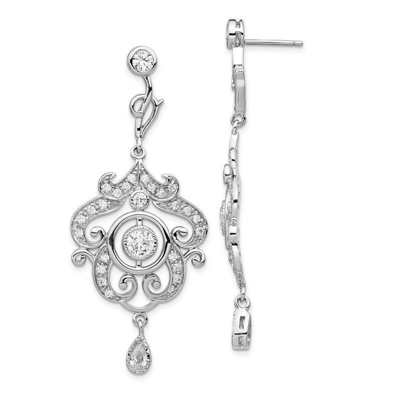 Sterlingsilber Cheryl M Rhodiniert Brillant-cut Zargenfassung Zirkonia Fantasie Chandelier Stecker Ohrhänger
