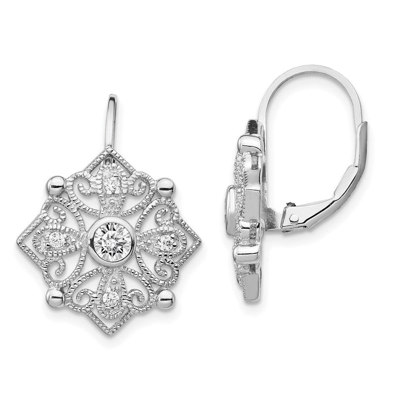 Sterlingsilber Cheryl M Rhodiniert Fantasie Brillant-cut Zirkonia Ohrhänger mit Brisur