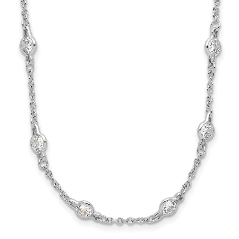 Sterlingsilber Cheryl M Rhodiniert Brillant-cut Rund Zirkonia 42 Station 36 Zoll Halskette