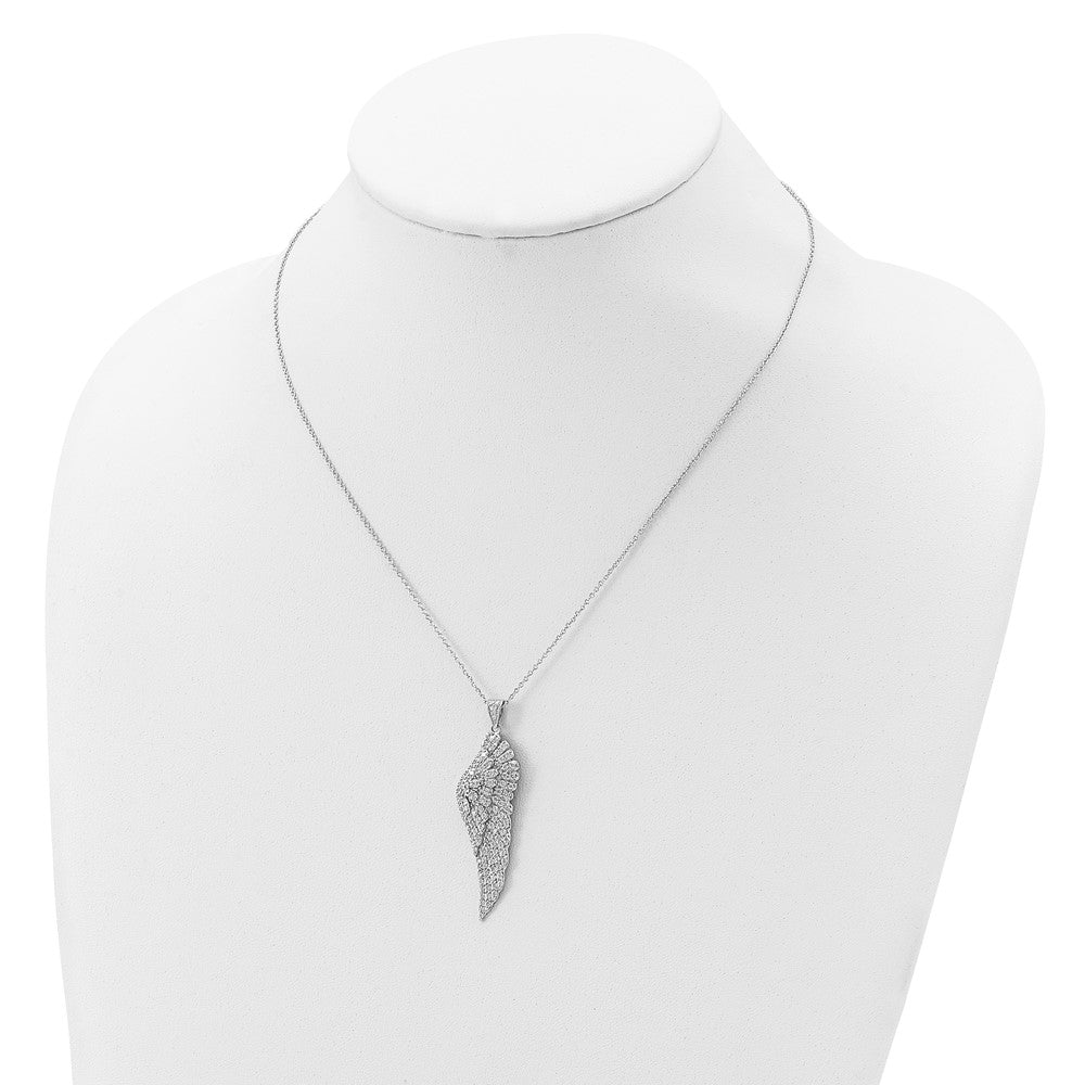 Sterlingsilber Cheryl M Rhodiniert Brillant-cut Zirkonia Engel Flügel 18 Zoll Halskette