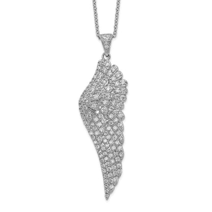 Sterlingsilber Cheryl M Rhodiniert Brillant-cut Zirkonia Engel Flügel 18 Zoll Halskette