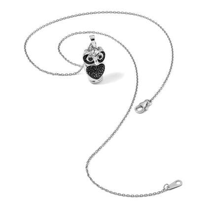 Sterlingsilber Cheryl M Schwarz Zirkonia Eule Halskette