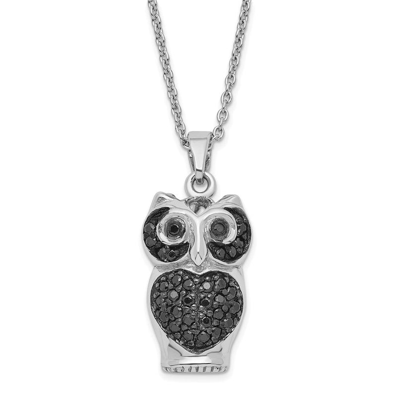 Sterlingsilber Cheryl M Schwarz Zirkonia Eule Halskette