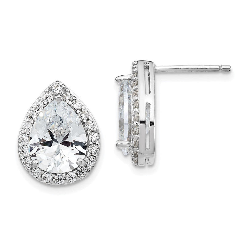 Sterlingsilber Cheryl M Rhodiniert Brillant-cut Tropfen Zirkonia Heiligenschein Ohrstecker